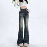 Aiertu Blue High Waist Skinny Pants Jeans Women Autumn High Street Slimming Trumpet Denim Pants Retro Extended Version Horseshoe Pants aiertu