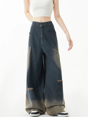 Aiertu Women Ripped Jeans Vintage Harajuku Baggy Denim Trousers Aesthetic Y2k Oversize Cowboy Pants Trashy Japanese 2000s Style Clothes Aiertu