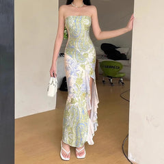 AIERTU - Retro High-end Banquet Dress Cheongsam New Chinese Temperament Floral Beautiful Top Dress Women Aiertu