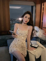 Aiertu Sexy Strap Y2k Mini Dress Party Casual 2024 Summer Long Sleeve Vintage Fashion Dress Woman One Piece Dress Korean Slim Design Aiertu