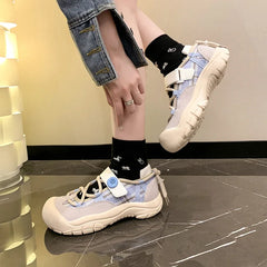 Aiertu Back to school Ugly and Cute Big-headed Versatile Thick-sole Sneakers Women's Spring and Autumn Student Internet Celebrity High-end Sneakers Aiertu