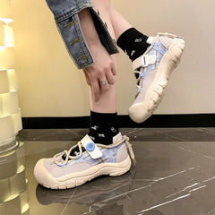 Aiertu Back to school Ugly and Cute Big-headed Versatile Thick-sole Sneakers Women's Spring and Autumn Student Internet Celebrity High-end Sneakers Aiertu