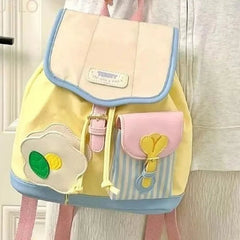 AIERTU - Mini Portable Backpack Student Commuter Cute Large Capacity Travel Shoulder Bag School College For Girls Light Yellow Aiertu