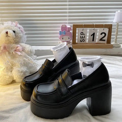 Aiertu High Heels Loafers Women Shoes Retro Chunky Heels Pumps Woman Uniform College Platform Mary Jane Shoes Ladies fashion Aiertu