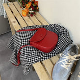 Red Fashion Shoulder Bags for Women Vintage Solid Color Small Aesthetic Crossbody Bag All-match Simple New Female Handbag Aiertu
