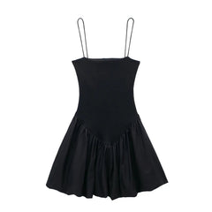 AIERTU - Vintage Casual Chic Solid Cami Short Draped Ball Gown Women's Summer Mini Beach Dress Fashion New Vestidos Aiertu