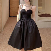 AIERTU - Summer new women's clothing temperament black dress design black word suspender tube top dress skirt Aiertu