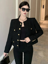 Aiertu Fall Winter French Vintage Small Fragrant Tweed Jacket Coat Women Elegant Casual Woolen Short Coats Streetwear Outwear Crop Top Aiertu