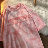 Aiertu Tie-dye Embroidery Letter Short Sleeve Top Korean Popular Trendy Female T-shirt Summer New 2024 Fashion Y2K Tops Aiertu