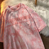 Aiertu Tie-dye Embroidery Letter Short Sleeve Top Korean Popular Trendy Female T-shirt Summer New 2024 Fashion Y2K Tops Aiertu