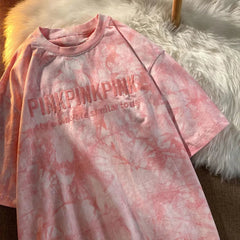 Aiertu Tie-dye Embroidery Letter Short Sleeve Top Korean Popular Trendy Female T-shirt Summer New 2024 Fashion Y2K Tops Aiertu