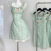 Aiertu - Pastel Pixie of Cotton Candy Rosebuds Dress Kawaii Academia Y2K Cottagecore Coquette Fairycore Dollette Princesscore Aiertu