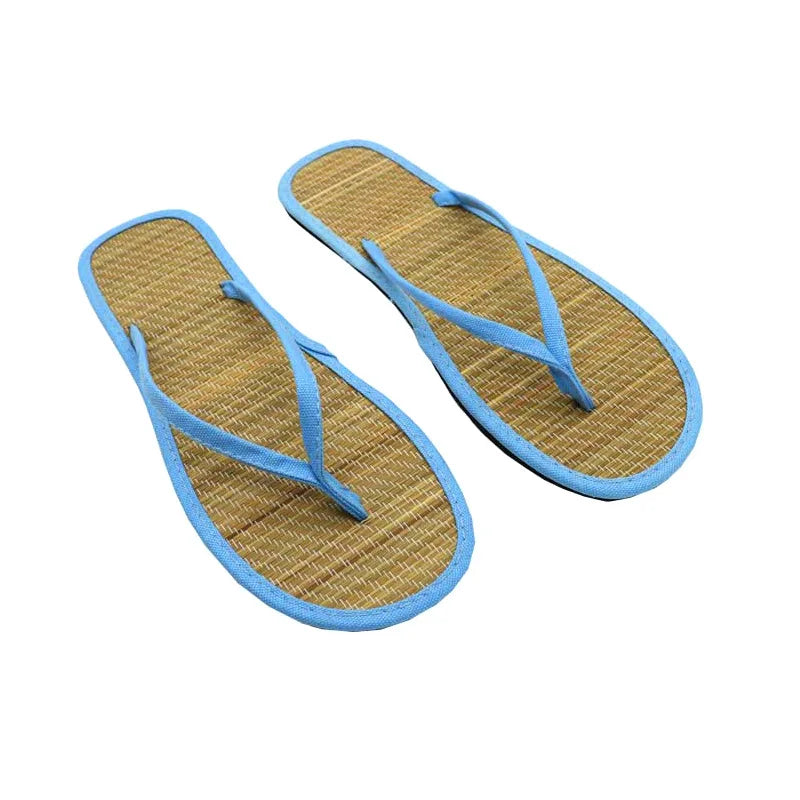AIERTU - New Summer Japanese Style Rattan Straw Flip Flops For Men Women Flat Straw Mat Slippers Casual Indoor Outdoor Wear Sandals Aiertu