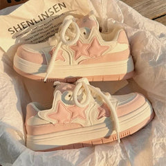 Aiertu 2024 New Korean Shoes Kawaii Pink Platform Sneakers Women Vintage Vulcanize Spring Summer Casual Tennis Female Flats Footwear Aiertu