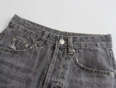 Aiertu Summer Pure Cotton Girls High Street Shorts Women Frayed Distressed Denim Mom Fashion Casual Bermuda Aiertu