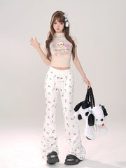 Aiertu Cat print slim casual pants Aiertu