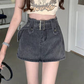 Aiertu Denim Skirt Shorts Vintage Sexy High Waist Slim Up Mini Wrap Skirt Retro Fashion Streetwear Solid Summer Jean Skirt Aiertu