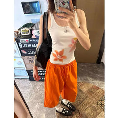 Aiertu Print Tank Tops Women Clothes Sleeveless Tshirts Streetwear Korean Fashion Floral Summer Tops Y2k Chic Tanks Vest Aiertu
