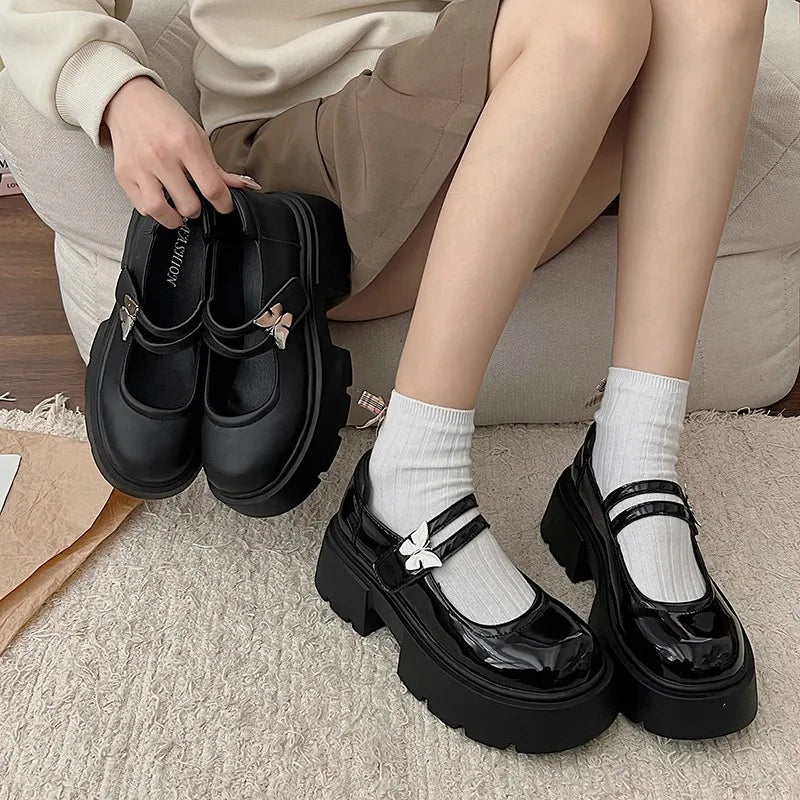 Aiertu Back to school Ladies platform shoes with wedges and Mary Jane fashion shoes Aiertu