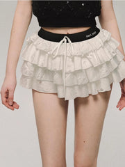 Aiertu Cuquette Y2k Ruffles Kawaii Cute Cake White Mini Skirt Hotsweet Mall Gorh Gothic E-girls Emo Skirts 2024 Spring Summer Aiertu