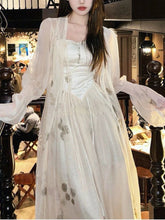 Aiertu Vintage Floral Dress Women Elegant Korean Style Patchwork Slip Dress Female Casual Party Long Fairy Dress Autumn 2024 Aiertu