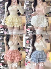 Aiertu Summer 2000s Kawaii Sweet Cake Skirts Casual Sweet High Waist Y2k Mini Skirts Women Japanese Style Fashion Slim Shorts Hot Gilrs Aiertu