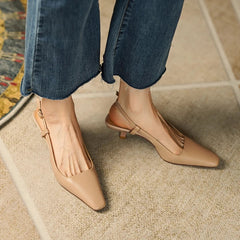 Aiertu Summer Women Shoes Cow Leather Shoes Women Slingback Thin Heel Sandals for Women Square Toe Women Shoes Designer sandals Aiertu
