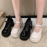 Aiertu Back to school Fashion White Chunky Platform High Heels Women's 2024 New Fall/winter Mary Jane Shoes Aiertu