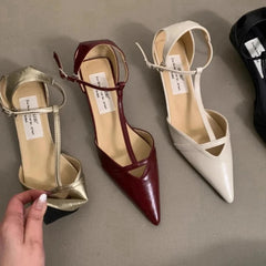 Aiertu Spring New Women Sandal Fashion Pointed Toe Shallow Ladies Elegant Slingback Shoes Thin Low Heel Outdoor Dress Pumps Aiertu