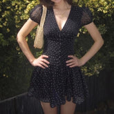 AIERTU - Black Short Dress for Women in Summer, Slimming, Temperament, Age-reducing, Waist-cinching Short Skirt for Hot Girls Aiertu
