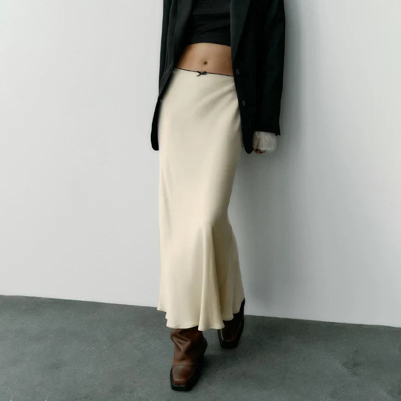 Aiertu Women Satin Skirt High Waist Midi Skirt Stylish Long Skirts For Women Fashion Chic And Elegant Woman Skirt Streetwear Aiertu