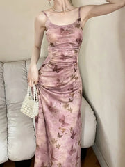 Aiertu New Spaghetti Strap Vintage Casual Women Summer Dress Elegant and Chic Slim A-Line Party Beach Holiday Robe Female Vestidos Aiertu