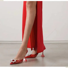 Aiertu Star style Green Blue Soft PVC Women Sandals Fashion Crystal Heeled Slingbacks Summer Shoes High heels Wedding Bride Shoes Aiertu