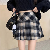 Aiertu Plaid Wool Skirt Vintage Kawaii Sweet Korean Fashion Mini Skirts Preppy Style Cute Autumn Winter Patchwork Short Skirts Aiertu