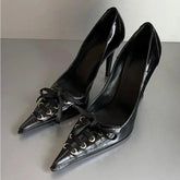 AIERTU - Fashion Womens Shoes Retro French Pointed Tip High Heels for Woman Luxury Soft Leather Casual Shoes Designer Shoes Aiertu