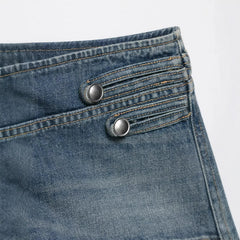 AIERTU - Low Waist Mini Denim Shorts Women's American Style Retro Wash Casual A-Line Hot Pants Summer Street Trend Sexy Girl Aiertu