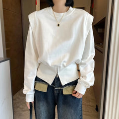 Aiertu Pure Cotton Design Sense Niche Hoodie Women in Spring 2023 New Fashion Pullover Solid Color Long Sleeved Lady Top Trend Aiertu