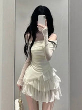 Aiertu 2024 Spring Two Pieces Skirt Set Women Y2k Crop Tops T-shirt + Cake Skirts Japanese Kawaii Fashion Suits Chic Outwear Korean Aiertu