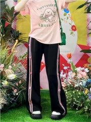 Aiertu Harajuku Black Striped Sweatpants Woman Y2k Vintage Jogger Pants Baggy Korean Fashion Trousers Streetwear Casual Spring Aiertu