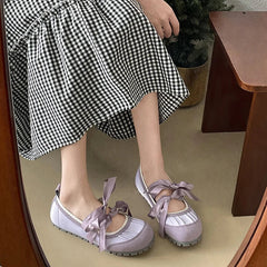 Aiertu Back to school 2024 Autumn Lace Up Women Ballet Flat Shoes Fashion Shallow Non Slip Ladies Comfort Round Toe Mary Jane Shoes Aiertu