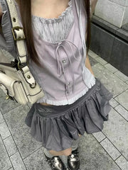 Aiertu Summer Patchwork Contrast Color Tanks Women Harajuku Bandage Sleeveless Tops Fairy Korean Fashion Casual Camisole Y2k Aesthetic Aiertu