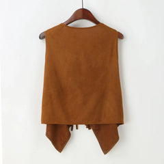Women Faux Suede Ethnic Sleeveless For Jacket Rivet Fringe Tassels Hippie Open Front Cardigan Vintage Cowgirl Waistcoat Vest Aiertu