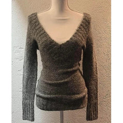 Aiertu Sexy Vintage V-neck Knitted Pullovers Women Early Y2k Grunge Sweaters Mujer Autumn Fashion Long Sleeve Pullovers Slim Aiertu