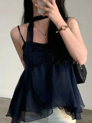 Aiertu Korean Fashion Sexy Tank Top Loose Women Aesthetic Sleeveless Y2k Sweet Camis Party Female Halter Collar Casual Clothes Summer Aiertu