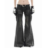 Aiertu High Waisted Black Hip Hop Women's Jeans Fashion Streetwear Casual Vintage Baggy Straight 2024 Denim Trouser Wide Leg Pants Aiertu
