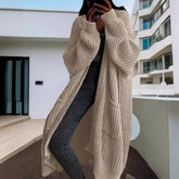 Aiertu Women Pockets Sweater Cardigan Kintted Jacket Spring Autumn Crochet Loose Long Winter Maxi Warm Jumper Coat Cardigans Aiertu