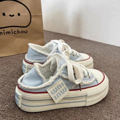 Aiertu Fashion Casual Canvas Shoes for Women 2024 Spring Autumn New Designer Half Slipper Shoes Female Platformm Sneakers Ladies Aiertu