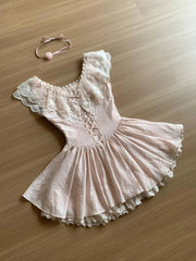 AIERTU - Shoujo Girl Lolita Lace Pink Dresses Y2k Sweet Kpop Sleeveless High waist Ball Gown Woman Summer Dress Harajuku Cute Short Skirt Aiertu