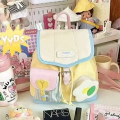 AIERTU - Mini Portable Backpack Student Commuter Cute Large Capacity Travel Shoulder Bag School College For Girls Light Yellow Aiertu