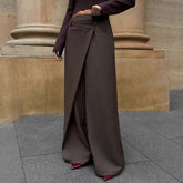 AIERTU - Irregular Splicing Straight Wide-leg Pants Women's Autumn and Winter Drape Suit Pants Design Trousers Aiertu